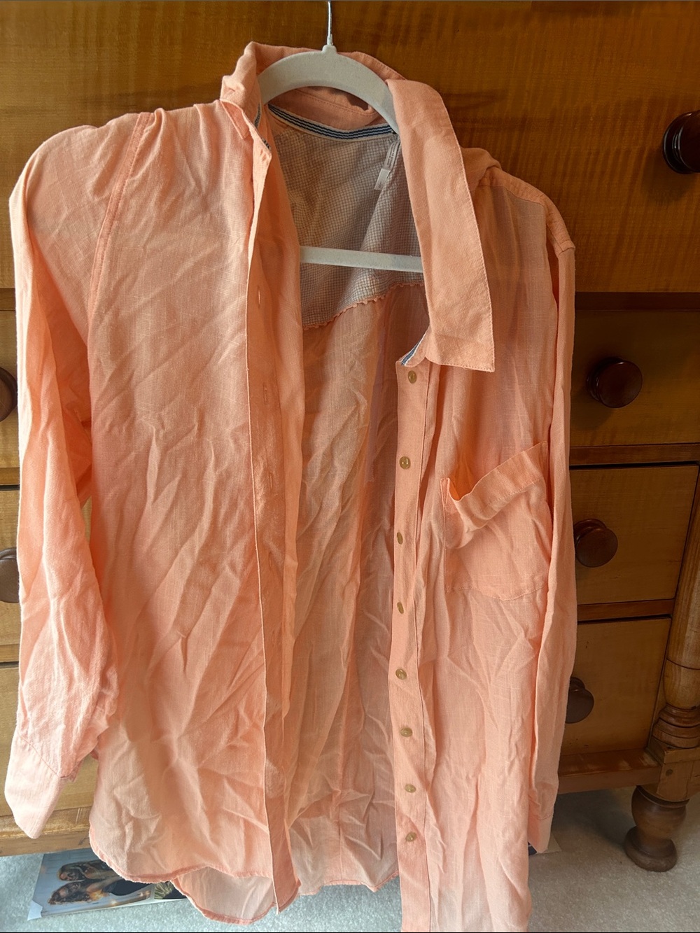 Free people Lightweight Peach Button-Up Shirt